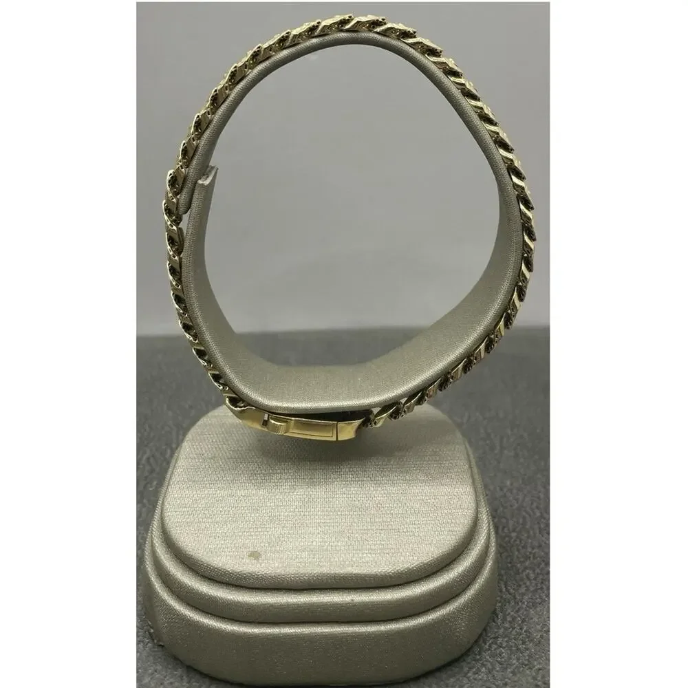 10K Yellow Gold Curb Link Diamond Cut Bracelet (22182)